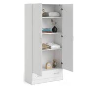 Dmora - Armoire 2 Portes Audette, Meuble de Chambre à Coucher, Armoire Porte-vêtements, 79 x 36 x 170 cm, Blanc