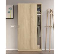 Dmora - Armoire 2 portes Lansing, 100x50h200 cm, chêne, Panneau effet bois