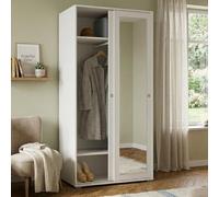 Dmora Armoire à 2porte coulissantes avec barre porte-vêtements, 100 % italienne, moderne pour chambre à coucher, meuble avec miroir, 90 x 45 x 195 cm, blanc