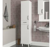 Dmora - Armoire à colonnes Arkab, Élément Mural de Salle de Bain, Armoire Haute multifonctionnelle, Meuble Polyvalente, 35x31 h179 cm, Blanc