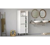 Dmora - Armoire à colonnes Mimas, Élément Mural de Salle de Bain, Armoire Haute multifonctionnelle, Meuble Polyvalente, 160x36 h45 cm, Blanc