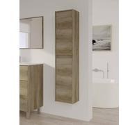 Dmora - Armoire à colonnes Salinas, armoire de salle de bain 2 portes, armoire murale suspendue, armoire polyvalente moderne, 30x26h140 cm, Chêne