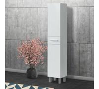 Dmora - Armoire à colonnes Wilmington, Élément Mural de Salle de Bain avec 2 Portes et 1 tiroir, Armoire Haute, 35x31h182 cm, Blanc Brillant