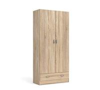 Dmora - Armoire à deux portes et un tiroir, couleur chêne, 79 x 35 x h171 cm