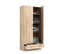 Dmora - Armoire à deux portes et un tiroir, couleur chêne, 79 x 35 x h171 cm