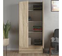 Dmora - Armoire à Deux Portes et Un tiroir, Couleur chêne, 79 x 35 x h171 cm