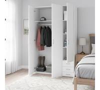 Dmora - Armoire à Trois Portes et Trois tiroirs, Couleur Blanche, Dimensions 115 x 200 x 49 cm