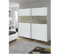Dmora - Armoire Ainu 2 portes, 180x60xh200 cm, Blanc, Chêne, Panneau effet bois