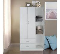 Dmora Armoire avec 3 portes et tringle à vêtements, Armoire de chambre, Armoire moderne avec étagères, Made in Italy, 90x42h180 cm, couleur chêne blanchi