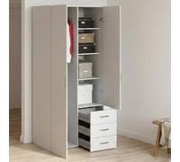 DMORA - Armoire avec Deux Portes battantes et Trois tiroirs, Couleur Blanche, Dimensions 77 x 175 x 49 cm