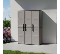 Dmora - Armoire d'extérieur Bilzen, Mobilier d'extérieur, Armoire de Balcon Polyvalente, 100% Made in Italy, Gris et Noir, Finition à Carreaux, 102x37h163 cm