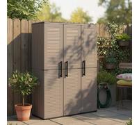 Dmora - Armoire d'extérieur Bilzen, Mobilier d'extérieur, Armoire de Balcon Polyvalente, 100% Made in Italy, Gris et Noir, Finition rayée, 102x37h163 cm