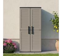 Dmora - Armoire d'extérieur Clavier, Meubles de balcon, Armoire polyvalente avec étagères, 100% Made in Italy, 68x37h163 cm, Gris et Noir, Finition rayée