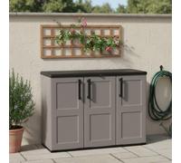 Dmora - Armoire d'extérieur Gesves, Armoire de Balcon Polyvalente, 100% Made in Italy, 102x37h84 cm, Gris et Noir, Finition à Carreaux