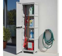 Dmora - Armoire d'extérieur Liège, Mobilier d'extérieur, Armoire de buanderie Polyvalente, 100% Made in Italy, Gris Clair, 50x39h172 cm