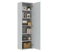 Dmora Armoire multifonction 1 porte Banfa, 50 x 185 cm, blanc, avec 5 étagères, une porte, 6 compartiments