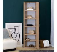 Dmora Armoire multifonction 1 porte Banfa, 50 x 185 cm, couleur chêne marron, 5 étagères d'une porte, 6 compartiments