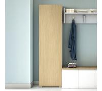 Dmora Armoire multifonction 1 porte Cansano 30 x 182 h Blanc cannelé 7 étagères une porte, ouverture battante, fabriquée en Italie