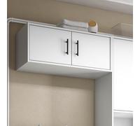 Dmora Armoire multifonction 2 portes Handover 40 x 34h cm blanche une étagère 3 portes, ouverture battante