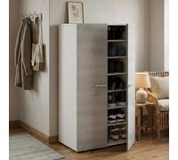 Dmora - Armoire multifonction 2 portes Norwalk, armoire à chaussures, armoire basse avec 6 étagères, étagère à chaussures basse moderne, 55x36h103 cm, blanc et ciment