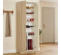 Dmora - Armoire multifonction 2 portes Portsmouth, meuble auxiliaire, penderie à chaussures moderne, meuble à chaussures vertical, 59 x 37 x 180 cm, chêne