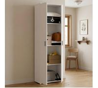 Dmora - Armoire multifonction Aixam 2 portes, 61 x 35 x h 190 cm, blanche, Panneau effet bois