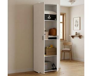 Dmora - Armoire multifonction Aixam 2 portes, 61 x 35 x h 190 cm, blanche, Panneau effet bois