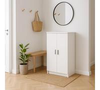 Dmora Armoire multifonction avec deux portes avec six étagères, couleur blanche, Dimensions 55 x 108 x 36 cm