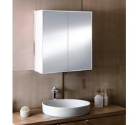Dmora - Armoire murale Lafayette, Meuble de salle de bain, Armoire suspendue, Blanc brillant, 60x21h65 cm, 2 portes