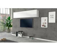 Dmora - Armoire Murale Luca, Armoire Polyvalente, Armoire Murale, 100% Made in Italy, 180x30h40 cm, Blanc Brillant