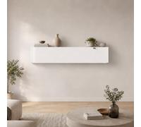 Dmora Armoire murale, Made in Italy, avec porte abattante, Meuble de salon suspendu, 180x30h40 cm, couleur blanc brillant