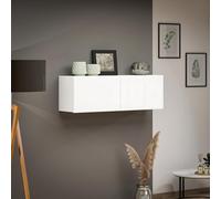 Dmora - Armoire Murale Worcester, Armoire Suspendue, Etagère Murale, Armoire auxiliaire multifonctionnelle, Made in Italy, 113x39h37 cm, Blanc Brillant