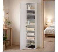 Dmora - Armoire polyvalente 1 porte Bassiano, 45x35xh190 cm, Blanc, Panneau effet bois