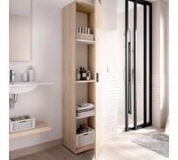 Dmora Armoire Polyvalente 1 Porte Lagalb, Armoire de Rangement multifonctionnelle, Armoire à Chaussures Haute, 39x35h190 cm, Chêne