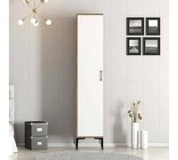 Dmora - Armoire Polyvalente 1 Porte Mekbuda, Meubles multifonctionnels, Casier à Chaussures, Support à Chaussures pour Armoire, 40x201h48 cm, Noyer et Blanc