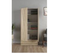 Dmora - Armoire polyvalente 2 portes Audette, 79,4x35,7h170,4 cm, Chêne, Panneau effet bois