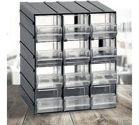 Dmora - Armoire polyvalente 2 portes Tienen, Armoire pour petites pièces, Armoire pour conteneurs à outils, 100% Made in Italy, 19x15h23 cm, Anthracite, 12 tiroirs