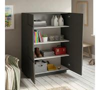 Dmora - Armoire polyvalente 2 portes Zulimo, Armoire multifonctionnelle, armoire 2 portes, 120x44h126 cm, Anthracite