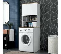 Dmora - Armoire Polyvalente à 2 Portes Bellona, Meubles multifonctionnels, Casier à Chaussures, Support à Chaussures pour Armoire, 65x60h184 cm, Blanc et Noyer