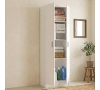 Dmora - Armoire polyvalente à 2 portes Salem, Armoire auxiliaire, Étagère à chaussures avec 3 étagères, Étagère à chaussures haute moderne, 59x37h180 cm, Blanc
