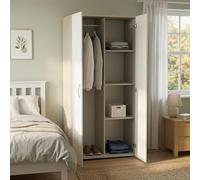 Dmora - Armoire Polyvalente à 2 Portes Seine, Meubles multifonctionnels, Casier à Chaussures, Support à Chaussures pour Armoire, 79x52 h166 cm, Chêne et Blanc Mat