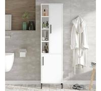 Dmora - Armoire Polyvalente à 2 Portes Serpens, Meubles multifonctionnels, Casier à Chaussures, Support à Chaussures pour Armoire, 45x36 h174 cm, Blanc
