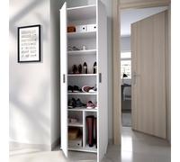 Dmora - Armoire polyvalente à 2 portes Suretta, Meuble de rangement multifonctionnel, Armoire à chaussures, 61x35h190 cm, Blanc