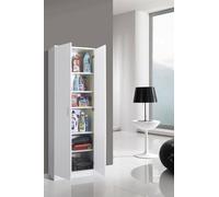 Dmora - Armoire Polyvalente à 2 Portes Ticao, Meubles multifonctionnels, Casier à Chaussures, Garde-Robe à balais, Made in Italy, 72x36h186 cm, Blanc