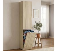 Dmora - Armoire Polyvalente Agapanto 2 Portes, buanderie 2 Portes, Colonne de Salle de Bain avec Panier à Linge, 100% Made in Italy, 45x37h195 cm, Olmo