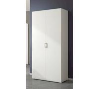 Dmora - Armoire polyvalente Alisso, Armoire linéaire avec 2 portes battantes, Armoire avec 4 étagères réglables, Étagère à chaussures moderne, 100% Made in Italy, 90x45h195 cm, Blanc