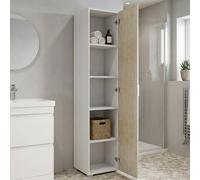 Dmora - Armoire polyvalente Aquilegia, meuble linéaire avec 1 porte battante et 4 étagères réglables, meuble colonne pour salle de bain, 100% Made in Italy, 45x45h195 cm, Chêne et Blanc