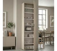 Dmora - Armoire polyvalente Fiordaliso, Armoire linéaire avec 1 porte et 7 étagères, Colonne pour entrée ou salle de bain, Étagère à chaussures moderne, 100% Made in Italy, 50x30h182 cm, Olmo