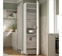 Dmora - Armoire polyvalente Fiordaliso, Armoire linéaire avec 1 porte et 7 étagères, Colonne pour entrée ou salle de bain, Étagère à chaussures moderne, 100% Made in Italy, 50x30h182 cm, Blanc