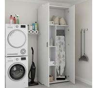 Dmora - Armoire Polyvalente Forcola à 2 Portes, Multifonctionnelle Porte-Balai et Chaussures, 78x35h190 cm, Blanc